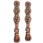 PS113F- HILASON WESTERN LEATHER SPUR STRAPS LEOPARD CHEETAH HAIR ON LEATHER