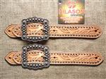 PS122CN140F- HILASON WESTERN LEATHER SPUR STRAPS TAN W/ ANTIQUE SILVER BUCKLE