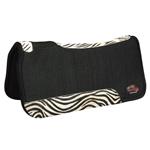 HILASON WESTERN WOOL FELT GEL SADDLE PAD W/ ZEBRA PRINT HAIR ON LEATHER