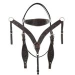 DARK BROWN HILASON WESTERN LEATHER HORSE BRIDLE HEADSTALL BREAST COLLAR