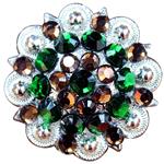 BROOL BROWN GREEN CRYSTALS BERRY CONCHO RHINESTONE HEADSTALL SADDLE TACK COWGIRL