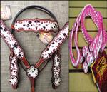 HILASON WESTERN LEATHER HORSE HEADSTALL BRIDLE BREAST COLLAR REINS COWHIDE HAIR