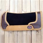 31x30 HILASON WESTERN WOOL FELT SADDLE PAD W/ BROWN ALLIGATOR PRINT LEATHER