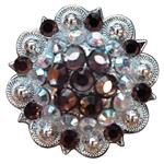BROWN & AB CRYSTALS BERRY CONCHO RHINESTONE HEADSTALL SADDLE TACK BLING COWGIRL