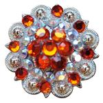 ORANGE & AB CRYSTALS BERRY CONCHO RHINESTONE HEADSTALL SADDLE TACK BLING COWGIRL