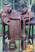 HILASON BIG KING WESTERN WADE RANCH ROPING SADDLE HAND TOOLED FLORAL CARVED