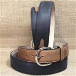 SILVER CREEK CLASSIC WESTERN 1-3/8  BLACK W/ BROWN LEATHER TRIM MENS BELT