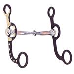 HILASON BROWN STAINLESS STEEL SNAFFLE MOUTH W/COPPER INLAY GS TRIM & DOTS