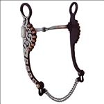 HILASON BROWN STEEL HORSE TACK SHOW BIT 5-1/8  COPPER HOODED ENGRAVED PORT MOUTH