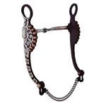 HILASON BROWN STEEL HORSE TACK SHOW BIT 5-1/8  COPPER HOODED ENGRAVED PORT MOUTH