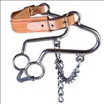 HILASON STAINLESS STEEL SHORT  S  HORSE HACKAMORE BIT LEATHER NOSE & CURB CHAIN