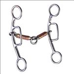 HILASON STAINLESS STEEL SLIDING HORSE GAG BIT 5-1/8  3-PC MOUTH/COPPER WRAPPED