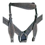 RO19 HILASON WESTERN LEATHER HORSE HEADSTALL BREAST COLLAR BLACK RUSTIC VINTAGE