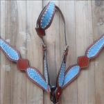  HILASON WESTERN CROCODILE LEATHER HORSE ONE EAR HEADSTALL BREAST COLLAR BROWN